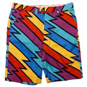 LOUDMOUTH Golf Men's Shorts Zig Zag Lightning Blue Purple Yellow ~ Fits 34